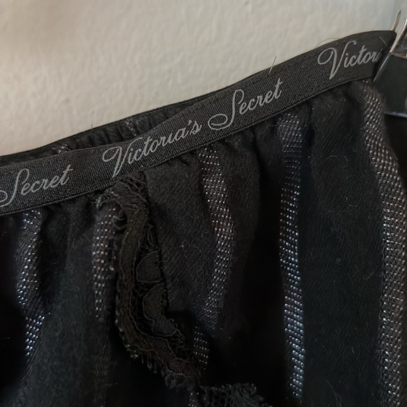 Victoria secret lace trim pajama shorts. Black and shimmer stripe. - Picture 3 of 5